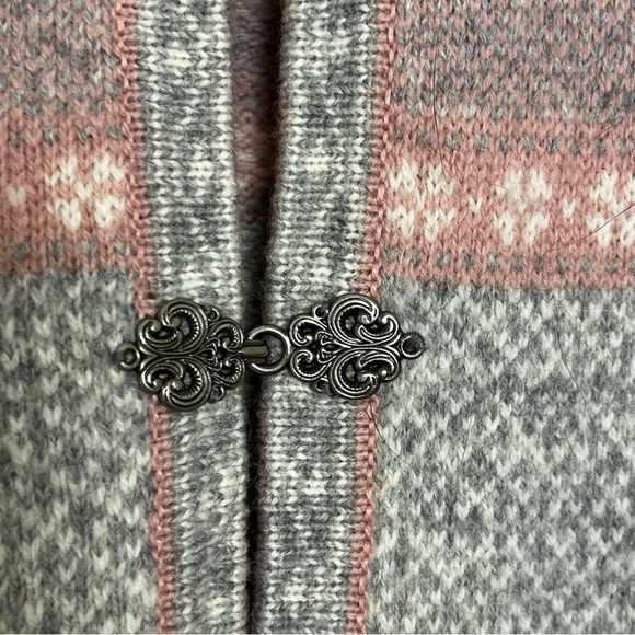 Carroll Reed Fair Isle Celtic Pink and Gray Wool Sweater Jacket Size XL Winter - Picture 3 of 14